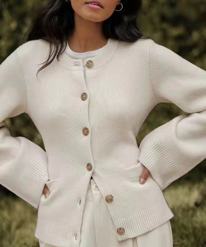 Round Neck Knitted Cardigan