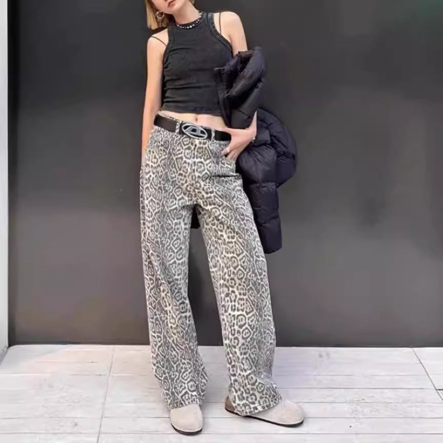 Retro Leopard Print Trousers