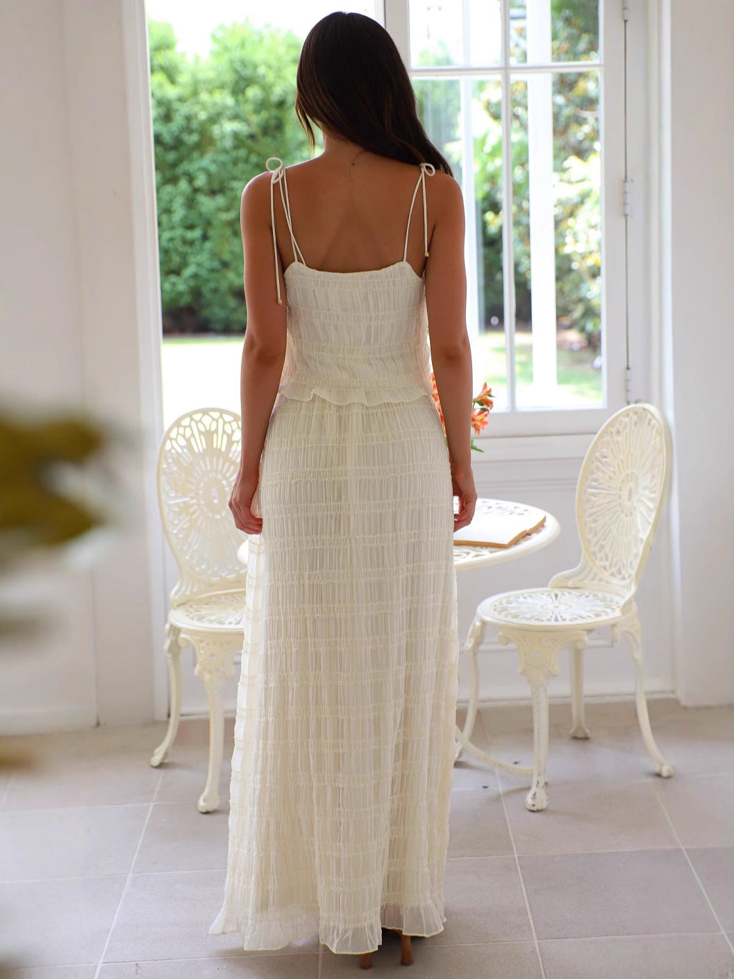 Elegant Chiffon Sling Two Piece Co Ord