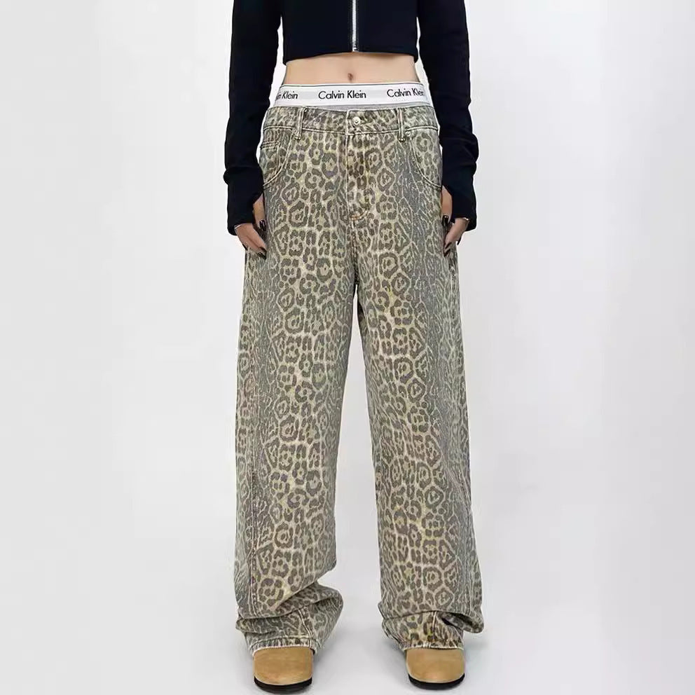 Retro Leopard Print Trousers