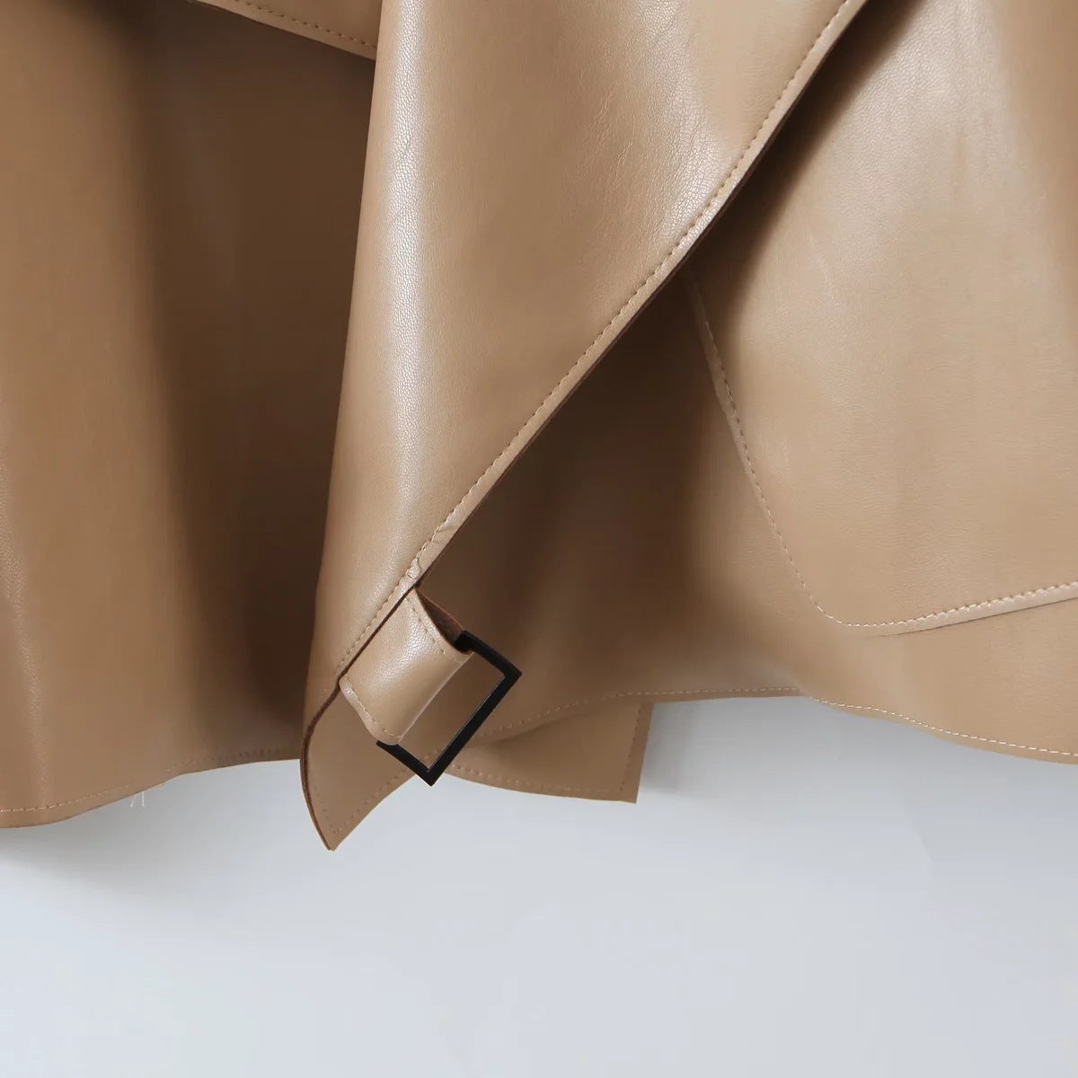 PU Leather Loose Lapel Motorcycle Jacket