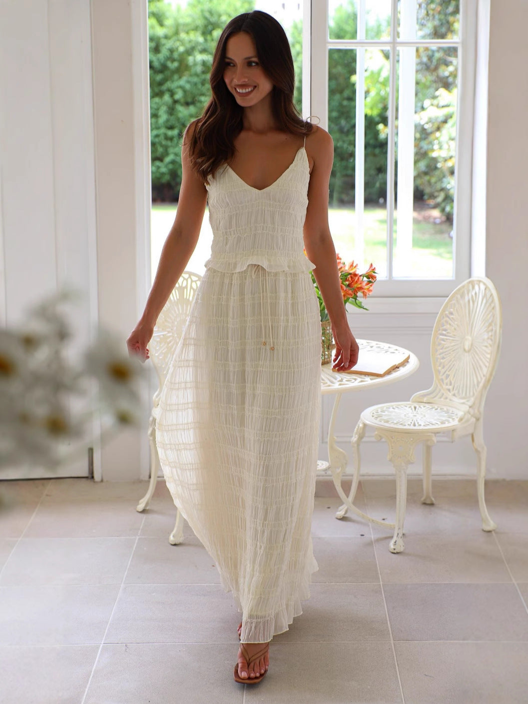 Elegant Chiffon Sling Two Piece Co Ord