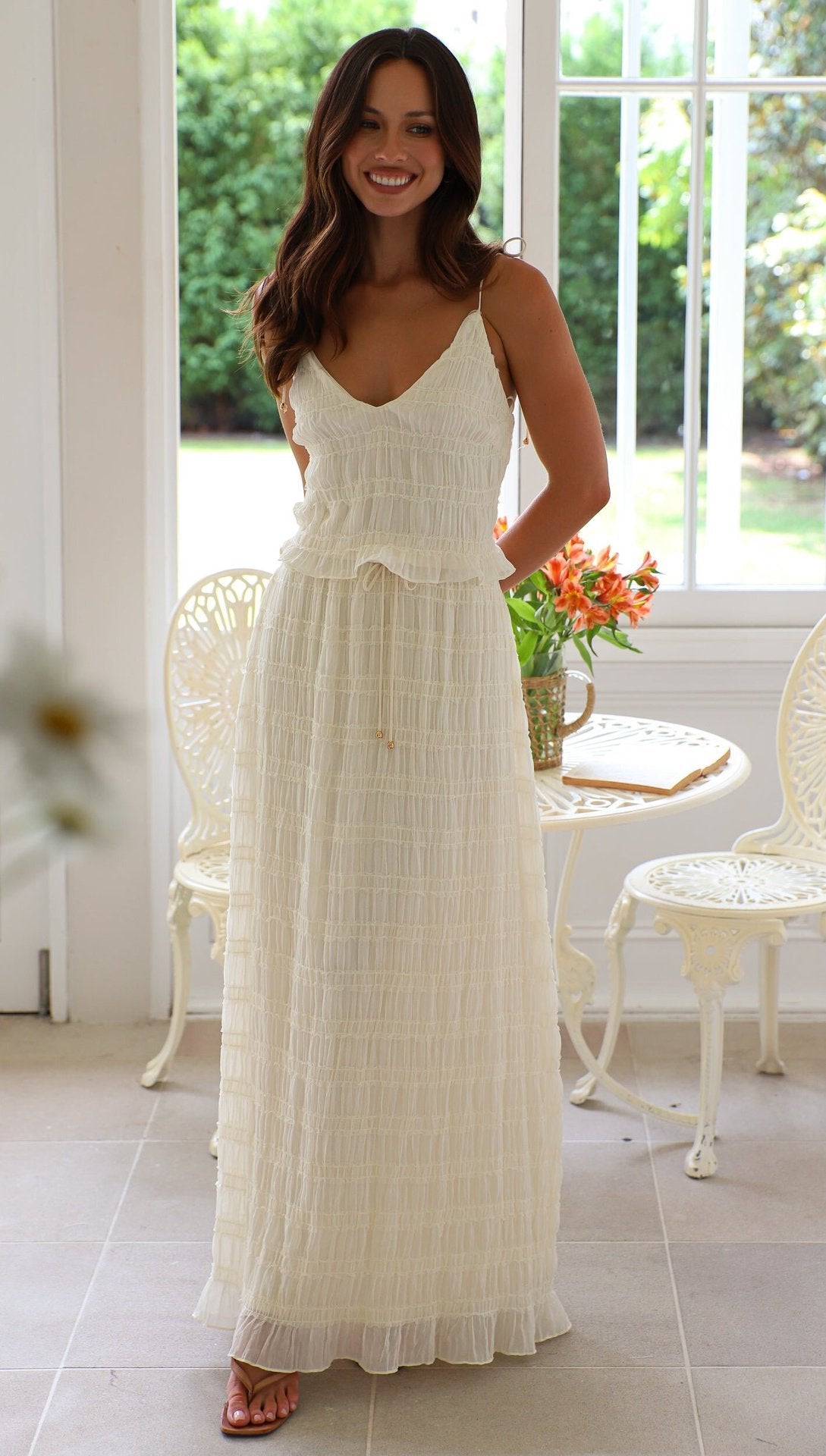 Elegant Chiffon Sling Two Piece Co Ord