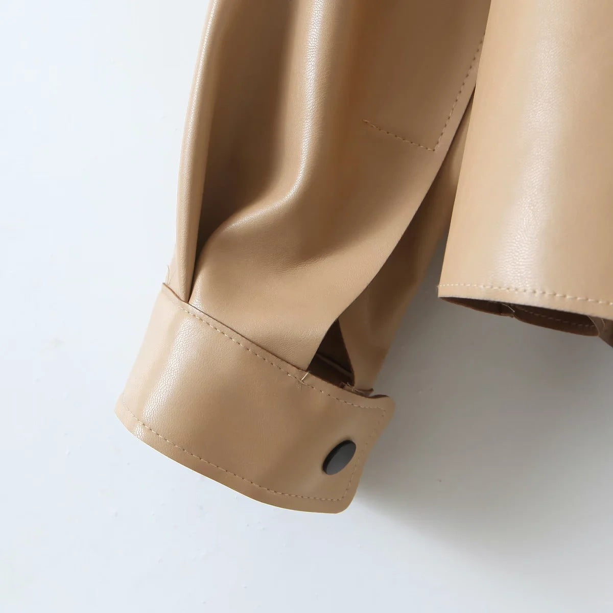 PU Leather Loose Lapel Motorcycle Jacket