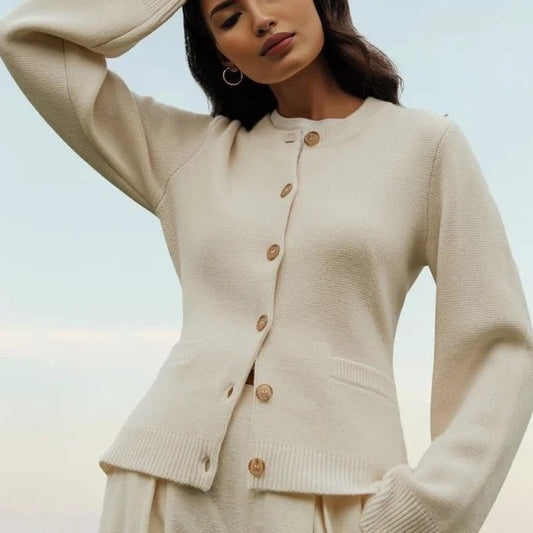 Round Neck Knitted Cardigan