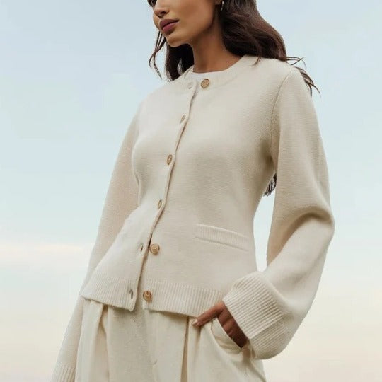 Round Neck Knitted Cardigan